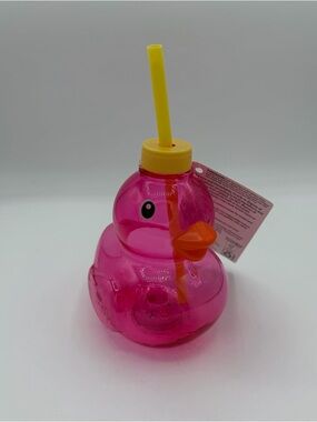 Pink Duck Tumbler with Yellow Straw 15oz